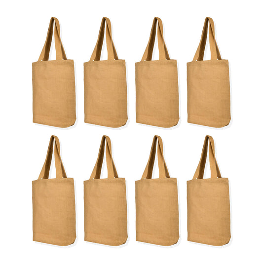Wholesale Burlap Jute Tote Bags – Reusable Gift Bags for Women, Bridesmaids, Grocery, Shopping & Travel (Packs of 8)