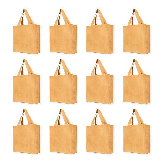 Wholesale Burlap Jute Tote Bags – Reusable Gift Bags for Women, Weddings, Shopping & Daily Use (Packs of 12)