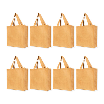 Wholesale Jute Tote Bags with Flat Handles – Reusable Burlap Bags for Women, Weddings & Shopping (Packs of 8)
