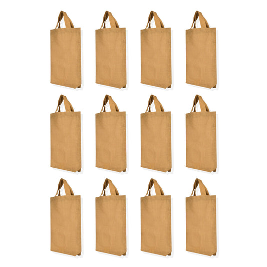 Jute Tote Bags – Reusable Burlap Wholesale Gift Bags, Bridesmaids, Weddings & Grocery Shopping (Packs of 12)