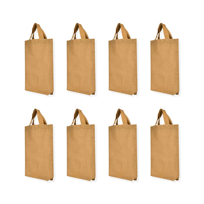 Burlap Wholesale Jute Tote Bags – Reusable Gift Bags, Bridesmaids, Weddings, and Grocery Shopping (Packs of 8)
