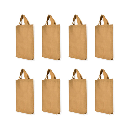 Burlap Wholesale Jute Tote Bags – Reusable Gift Bags, Bridesmaids, Weddings, and Grocery Shopping (Packs of 8)