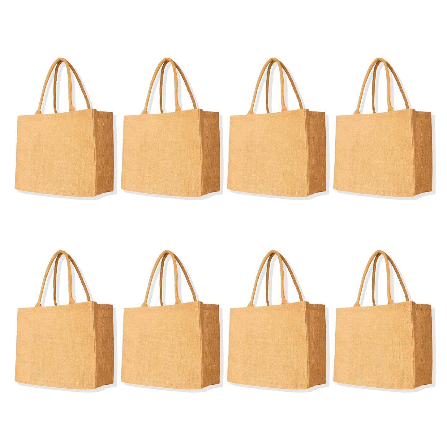 Jute Burlap Tote Bags – Reusable Wholesale Totes for Shopping, Beach, Gifts, DIY, Weddings (Packs of 8)