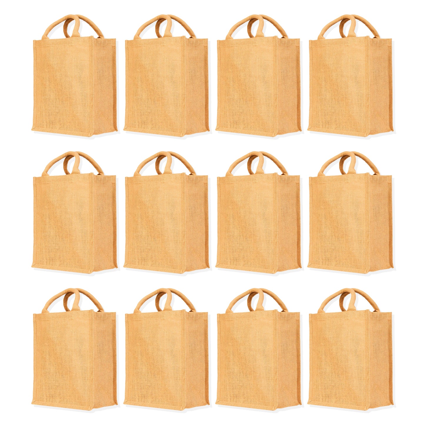 Burlap Jute Tote Bags– Reusable Wholesale Totes for Groceries, Weddings, Gifts & DIY Projects (Packs of 12)