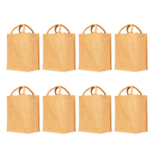 Burlap Jute Tote Bags Wholesale Eco-Friendly Totes for Shopping, Weddings, Gifts & DIY Projects (Set of 8)