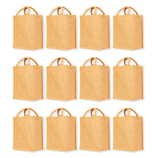 Wholesale Jute Burlap Tote Bags – Reusable & Durable Eco-Friendly Totes for Shopping, Weddings, Gifts (Packs of 12)