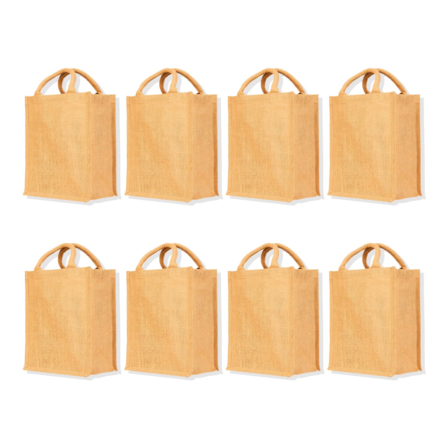 Burlap Jute Tote Bags– Wholesale Durable, Eco-Friendly Totes for Shopping, Weddings, Promotional (Packs of 8)