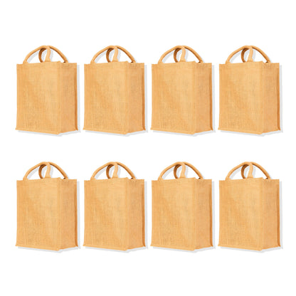Burlap Jute Tote Bags– Wholesale Durable, Eco-Friendly Totes for Shopping, Weddings, Promotional (Packs of 8)