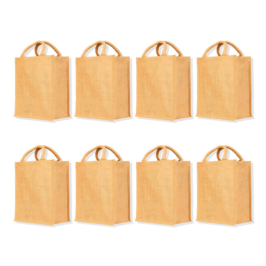 Burlap Jute Tote Bags– Wholesale Durable, Eco-Friendly Totes for Shopping, Weddings, Promotional (Packs of 8)