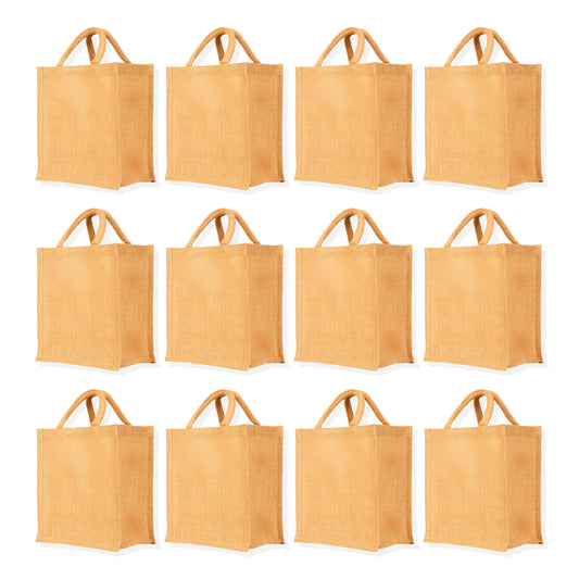 Wholesale Jute Tote Bags – Eco-Friendly Reusable Burlap Bags for Shopping, Events, Gifts & DIY Projects (Set of 12)
