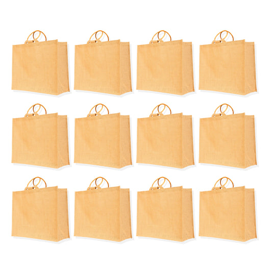 Reusable Jute Tote Bags – Wholesale Durable Totes for Grocery, Shopping, Gifts, Beach, Weddings & More (Packs of 12)