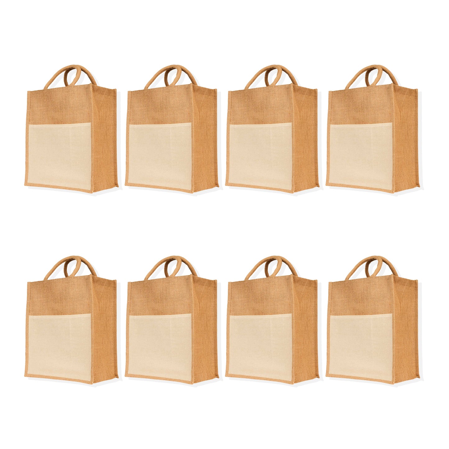 Jute Burlap Tote Bags – Wholesale Multipurpose Bags for Women, Grocery, Shopping, Travel, Beach & Weddings (Set of 8)