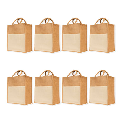 Jute Burlap Tote Bags – Wholesale Multipurpose Bags for Women, Grocery, Shopping, Travel, Beach & Weddings (Set of 8)