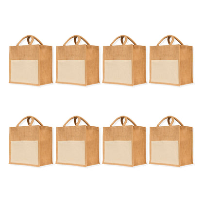 Multipurpose Jute Burlap Tote Bags – Wholesale Reusable Totes for Shopping, Beach, Gifts, DIY Crafts, & Weddings (Set of 8)