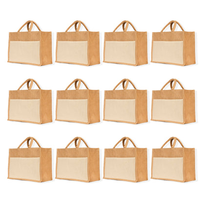 Wholesale Jute Tote Bags, Reusable Burlap Shopping & Beach Bags, DIY Craft Bags for Gifts, Travel, Wedding (Packs of 12)