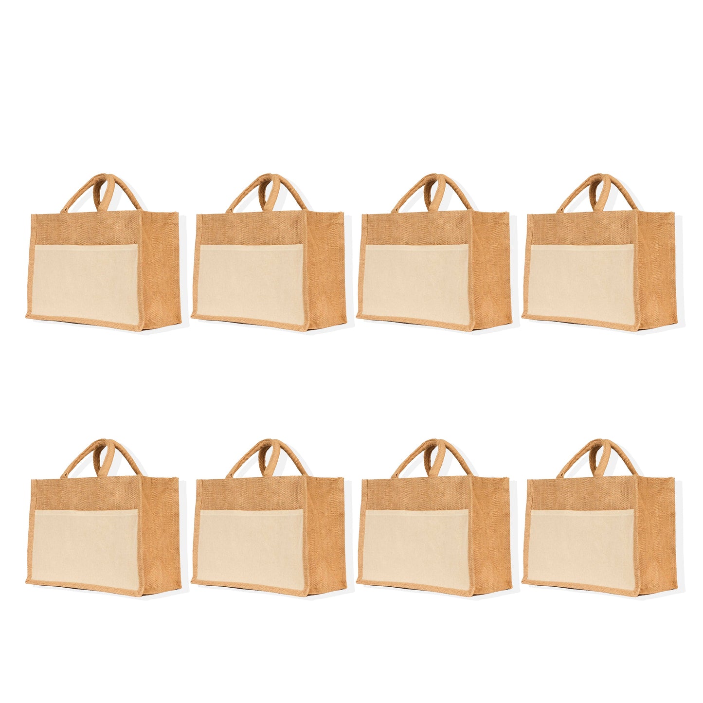 Jute Tote Bags, Wholesale Reusable Burlap Shopping & Beach Bags, DIY Craft Bags for Gifts, Travel, Wedding (Set of 8)