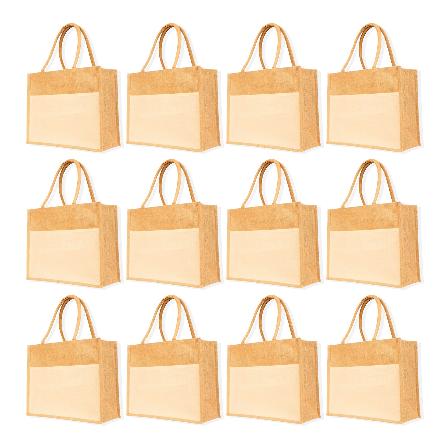 Reusable Jute Tote Bags – Wholesale Totes Bag for Shopping, Beach, Gifts, DIY Crafts, Travel & Wedding (Packs of 12)