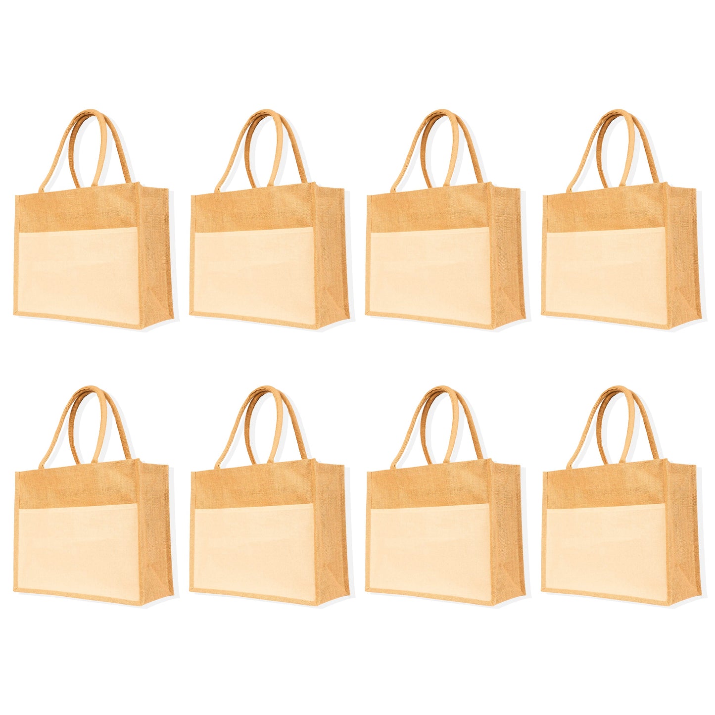Reusable Jute Tote Bags – Wholesale Durable Totes Bag for Shopping, Beach, Gifts, DIY Crafts, Travel & Wedding (Packs of 8)
