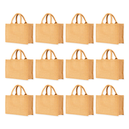 Reusable Wholesale Jute Tote Bags– Perfect for Shopping, Groceries, Bridesmaids, DIY, Weddings, Beach Trips & More (Packs of 12)