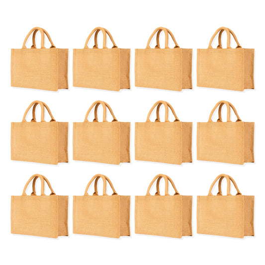 Reusable Wholesale Jute Tote Bags– Perfect for Shopping, Groceries, Bridesmaids, DIY, Weddings, Beach Trips & More (Packs of 12)
