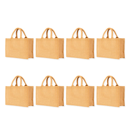 Wholesale Reusable Jute Tote Bags – Ideal for Shopping, Groceries, Bridesmaids, DIY, Weddings, Beach Trips & More. (Packs of 8)