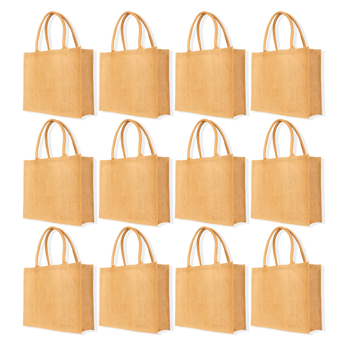 Reusable Jute Tote Bags – Wholesale Eco-Friendly Burlap Bags for Shopping, Gifting, Weddings, DIY Crafts, and Daily Use (Set of 12)