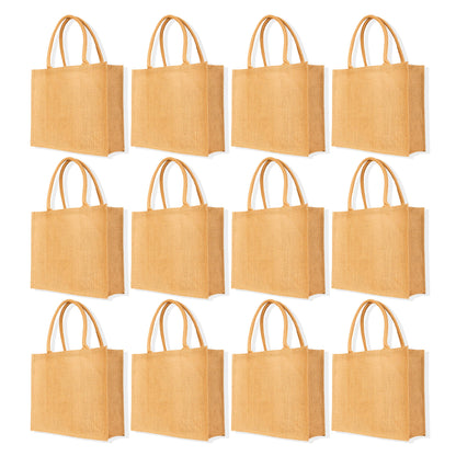 Reusable Jute Tote Bags – Wholesale Eco-Friendly Burlap Bags for Shopping, Gifting, Weddings, DIY Crafts, and Daily Use (Set of 12)