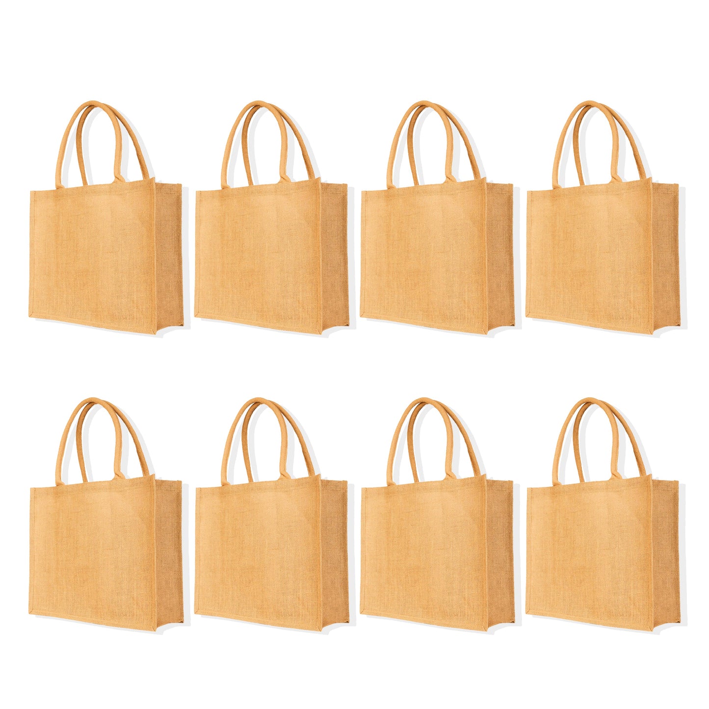 Reusable Jute Tote Bags –  Wholesale Burlap Shopping, Gift Bags, Weddings, DIY Crafts, Grocery & Kitchen Use (Set of 8)