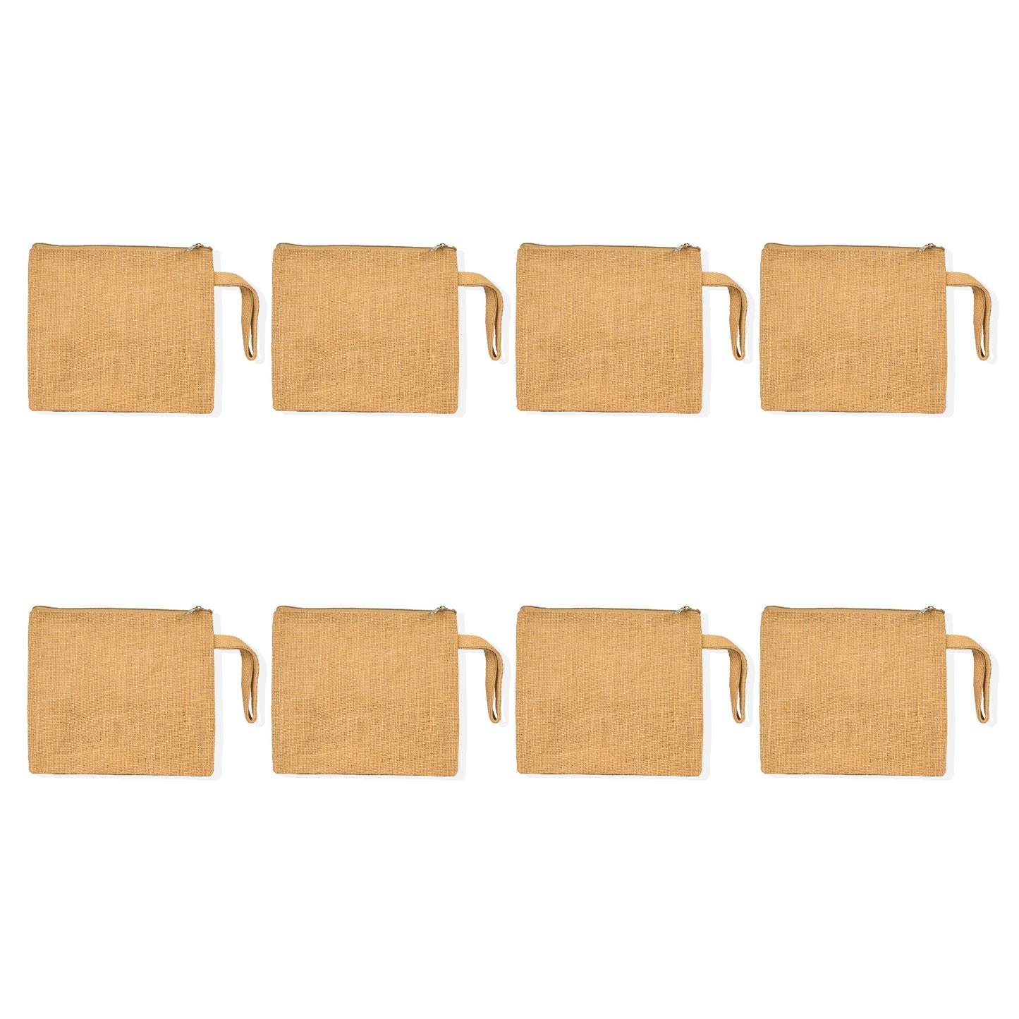 Wholesale Jute Small Travel Pouch Zipper DIY Craft Pouches Pencil Case for Makeup Cosmetic Toiletry Stationary Storage (Set of 8)
