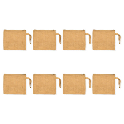 Wholesale Jute Small Travel Pouch Zipper DIY Craft Pouches Pencil Case for Makeup Cosmetic Toiletry Stationary Storage (Set of 8)