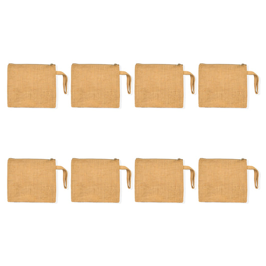 Wholesale Jute Small Travel Pouch Zipper DIY Craft Pouches Pencil Case for Makeup Cosmetic Toiletry Stationary Storage (Set of 8)