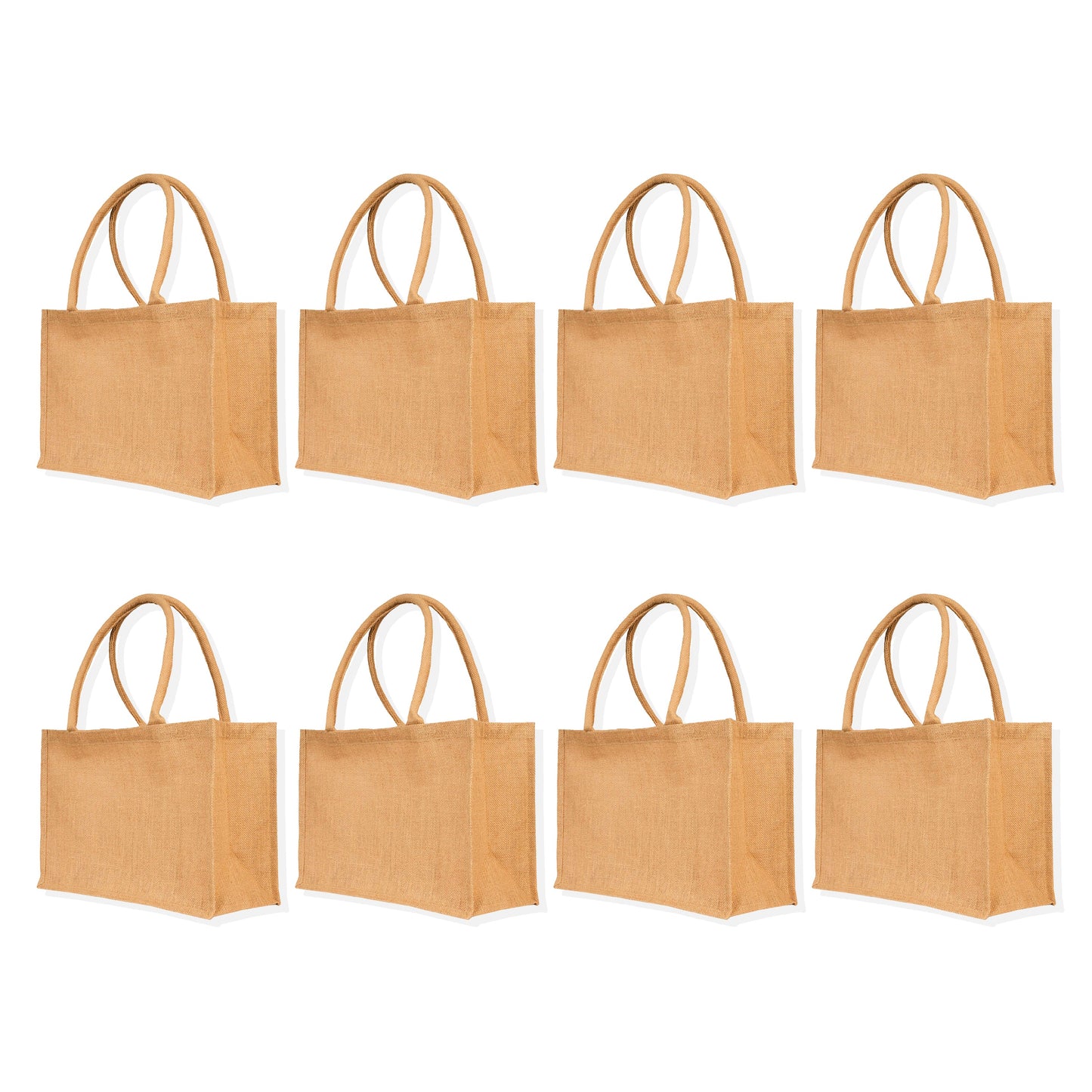Wholesale Natural Jute Tote Bags – Reusable & Stylish for DIY, Weddings, Groceries, Beach Trips & Promotions (Packs of 8)