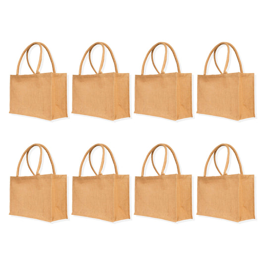 Wholesale Natural Jute Tote Bags – Reusable & Stylish for DIY, Weddings, Groceries, Beach Trips & Promotions (Packs of 8)