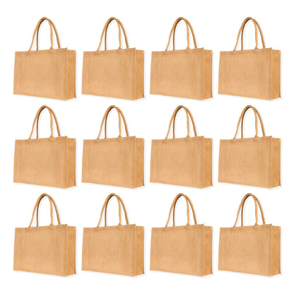 Wholesale Jute Tote Bags – Reusable Burlap Shopping Bags, Weddings, DIY Crafts, Gifts, and Kitchen Groceries (Packs of 12)