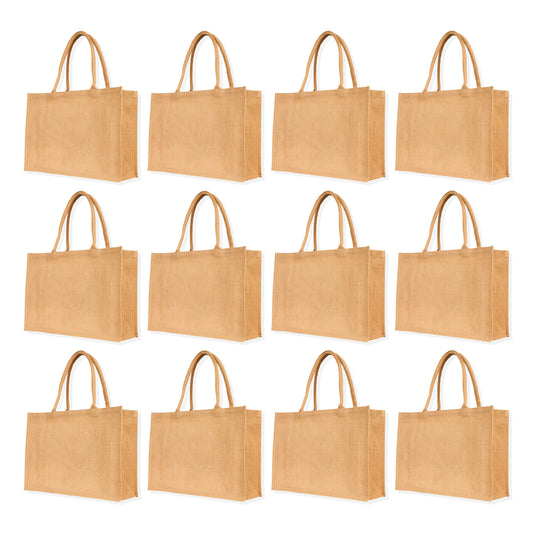 Wholesale Jute Tote Bags – Reusable Burlap Shopping Bags, Weddings, DIY Crafts, Gifts, and Kitchen Groceries (Packs of 12)