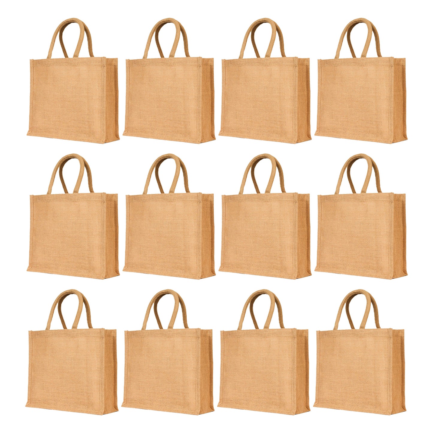 Burlap Jute Tote Bags–  Wholesale Reusable Bags for Shopping, Travel, Weddings, Beach & Gifts (Packs of 12)