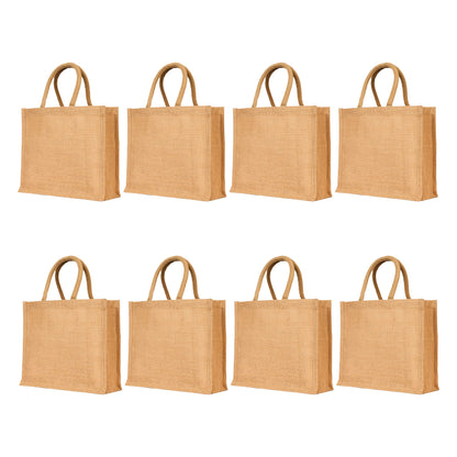 Shopping Jute Bags, Wholesale Reusable Burlap Travel & Beach Bags, Promotional, Gifting (Set of 8)