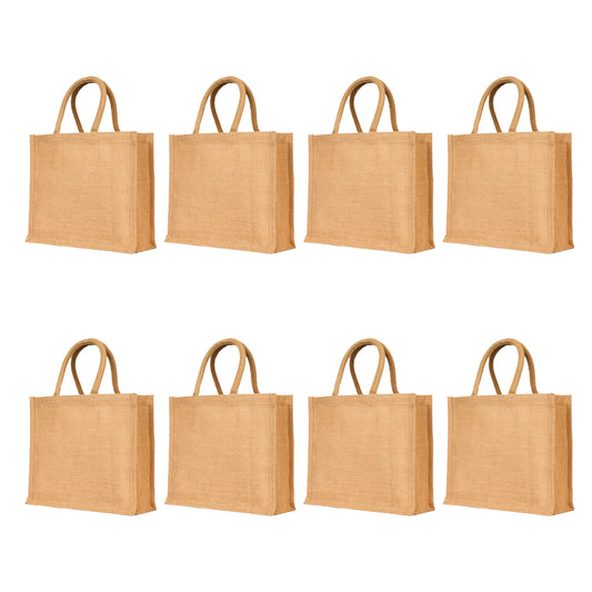 Wholesale Jute Tote Bags- Burlap Reusable Shopping, Travel, Weddings, Beach, Travel & Gift Bags (Packs of 8)