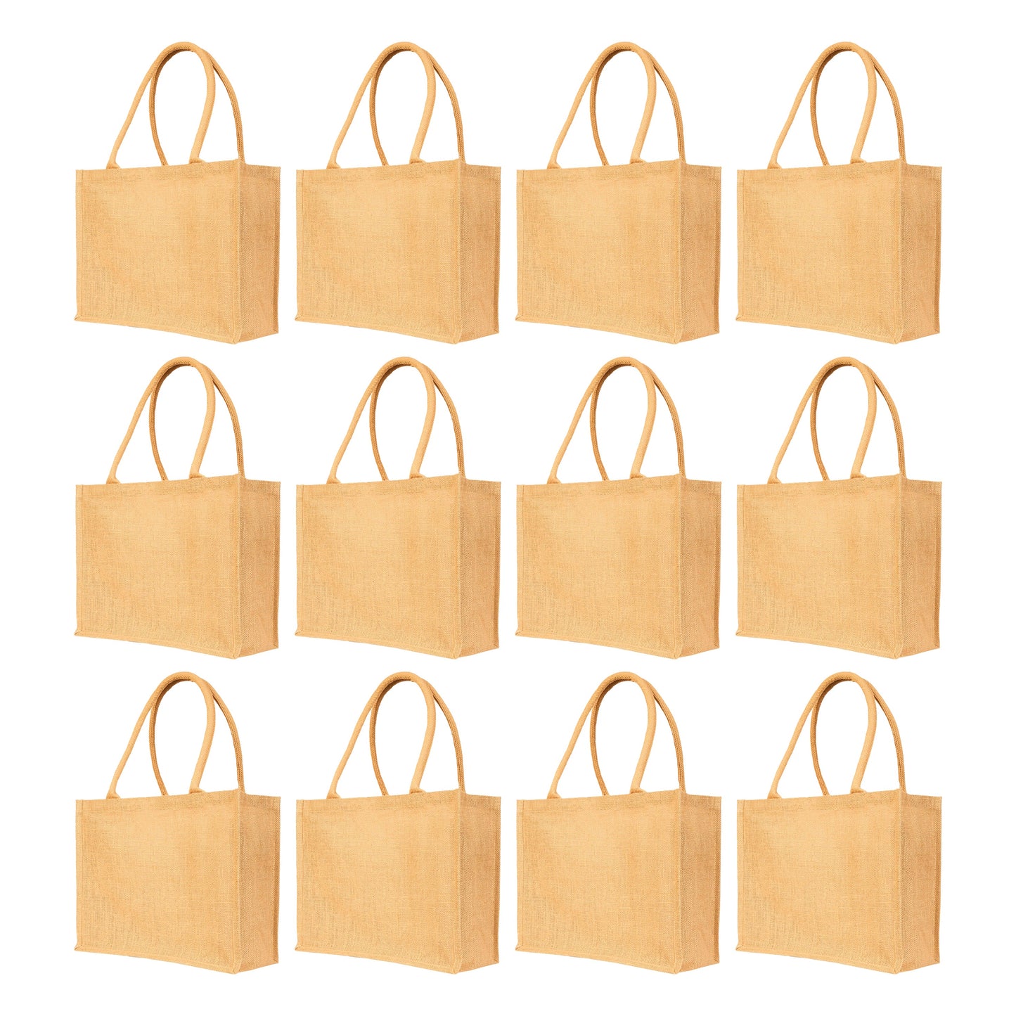 Jute Tote Bags – Wholesale Sturdy Reusable Burlap Totes for Shopping, Travel, Holidays, Weddings & Daily Use (Set of 12)