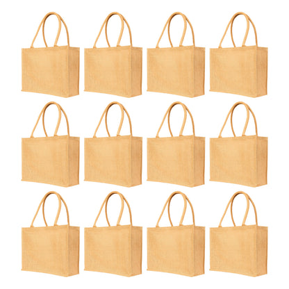 Jute Tote Bags – Wholesale Sturdy Reusable Burlap Totes for Shopping, Travel, Holidays, Weddings & Daily Use (Set of 12)