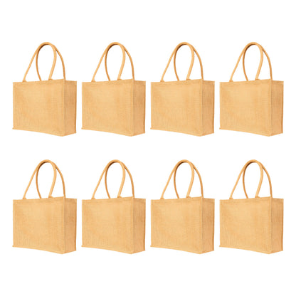 Wholesale Jute Shopping Bags Burlap Totes for Wedding,Daily Use, Shopping, Holidays & Special Occasions (Set of 8)
