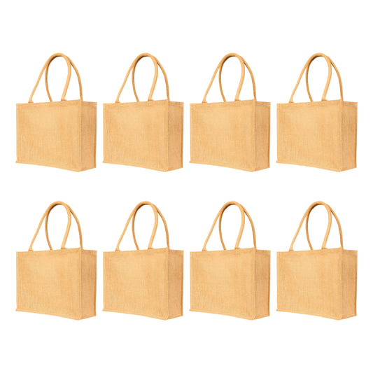 Wholesale Jute Shopping Bags Burlap Totes for Wedding,Daily Use, Shopping, Holidays & Special Occasions (Set of 8)