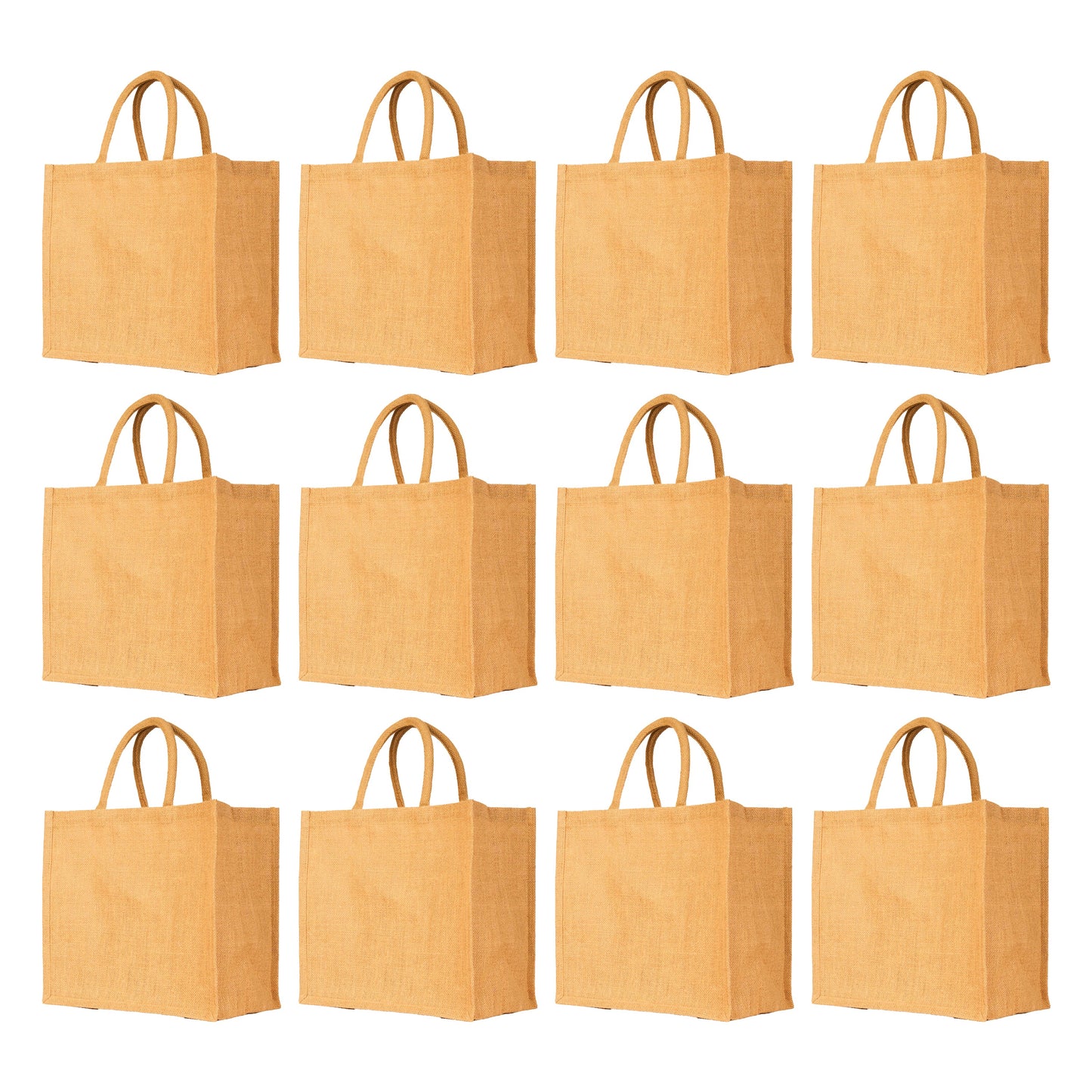 Bright Jute Tote Bags – Reusable Wholesale Burlap Totes for Daily Use, Shopping, Travel, Holidays & Special Events (Set of 12)