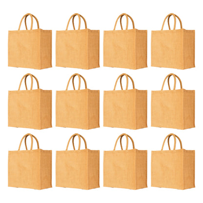 Bright Jute Tote Bags – Reusable Wholesale Burlap Totes for Daily Use, Shopping, Travel, Holidays & Special Events (Set of 12)