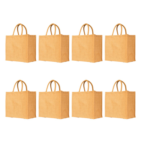 Jute Tote Bags – Durable Wholesale Reusable Burlap Totes for Shopping, Travel, Weddings & Daily Use (Packs of 8)