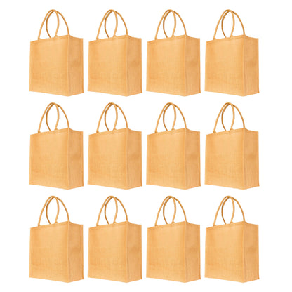 Reusable Burlap Tote Bags – Wholesale Jute Gift, Beach, Bridesmaid, DIY, Shopping & Wedding Party Bags (Set of 12)