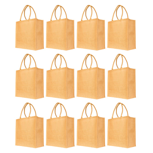 Reusable Burlap Tote Bags – Wholesale Jute Gift, Beach, Bridesmaid, DIY, Shopping & Wedding Party Bags (Set of 12)