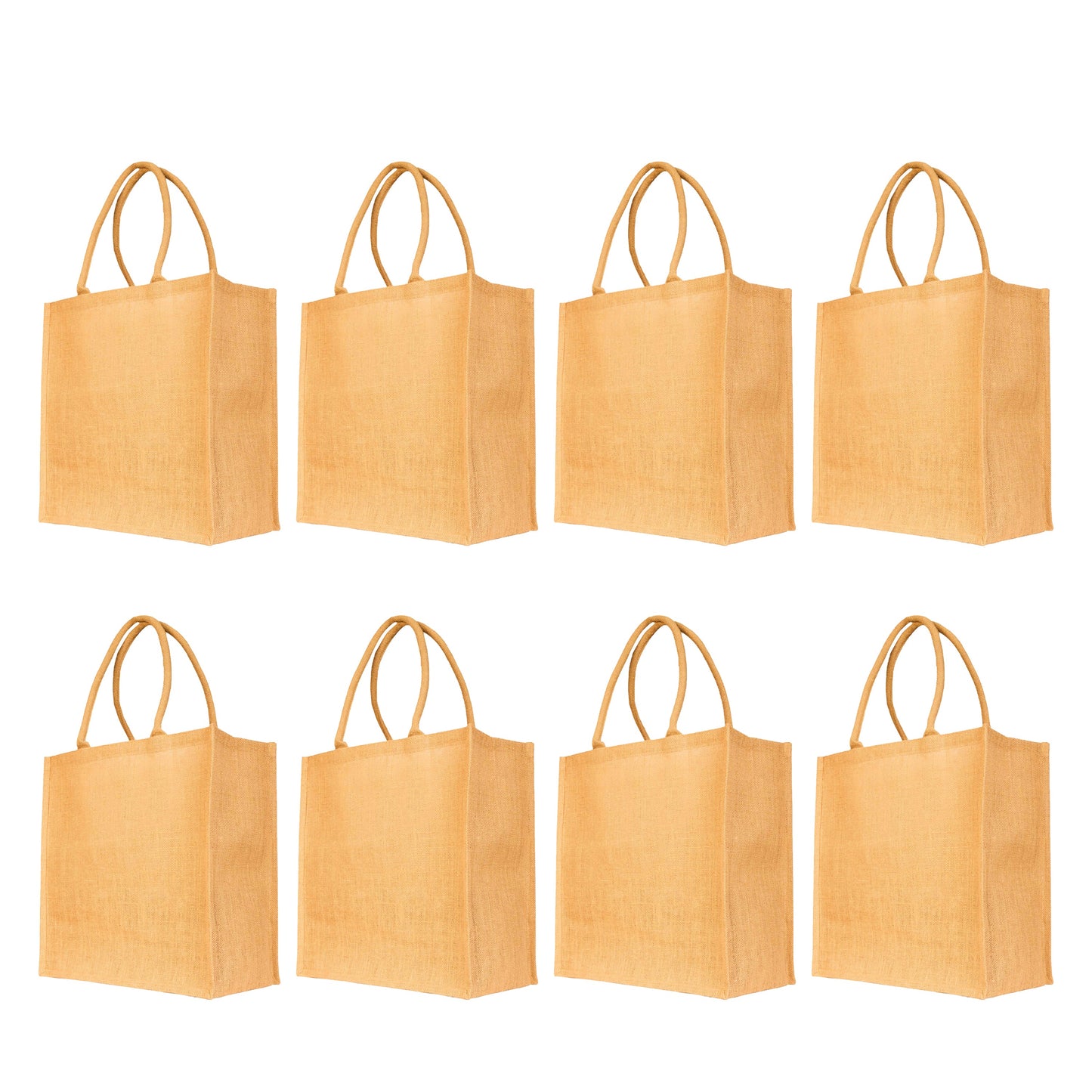 Wholesale Burlap Tote Bags – Reusable Jute Gift, Grocery Bags for Women, Bridesmaid, DIY, Shopping, & Weddings (Set of 8)