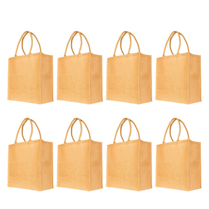 Wholesale Burlap Tote Bags – Reusable Jute Gift, Grocery Bags for Women, Bridesmaid, DIY, Shopping, & Weddings (Set of 8)