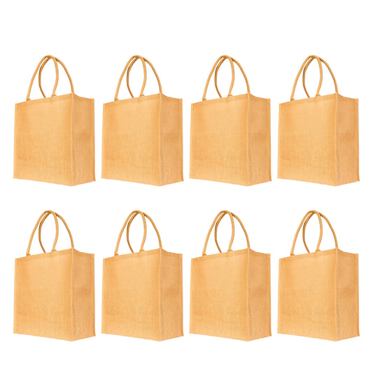 Wholesale Burlap Tote Bags – Reusable Jute Gift, Grocery Bags for Women, Bridesmaid, DIY, Shopping, & Weddings (Set of 8)
